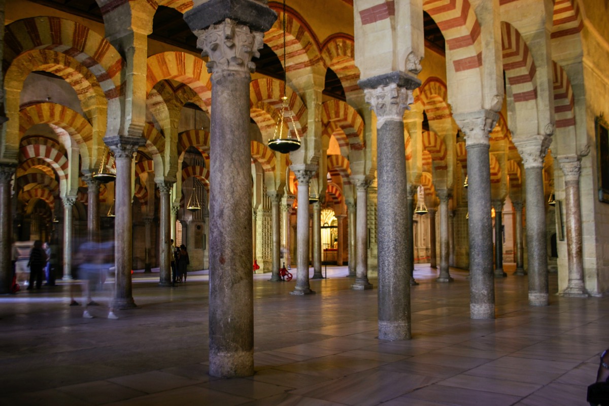 Cordoba - Mezquita - Light falling between the arched columns