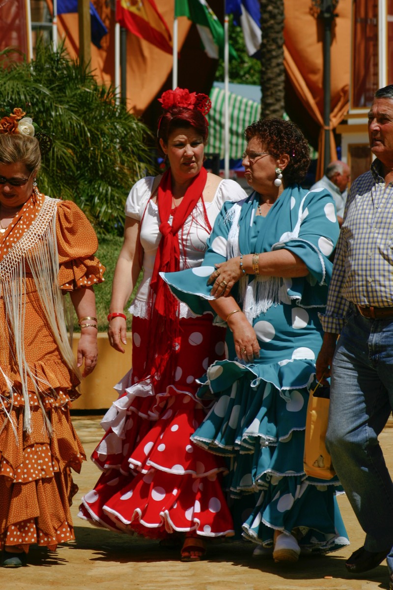 Jerez - Feria del Caballo - Women in typical Feria dress