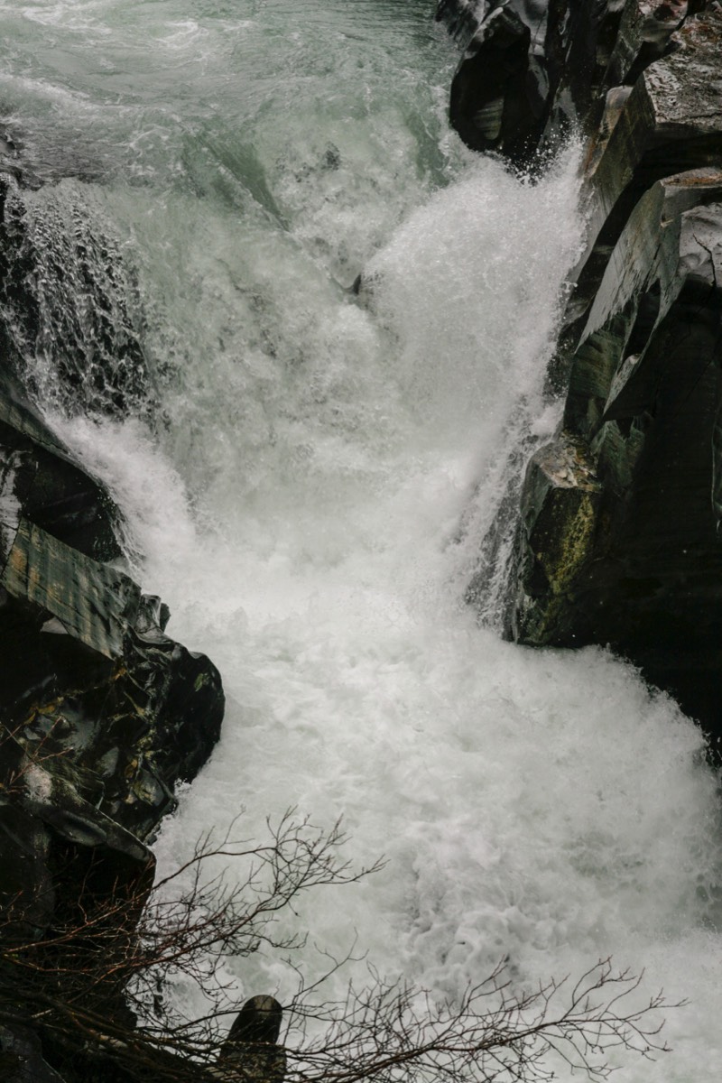Icy waters thundering down Numa Falls - Kootenay NP