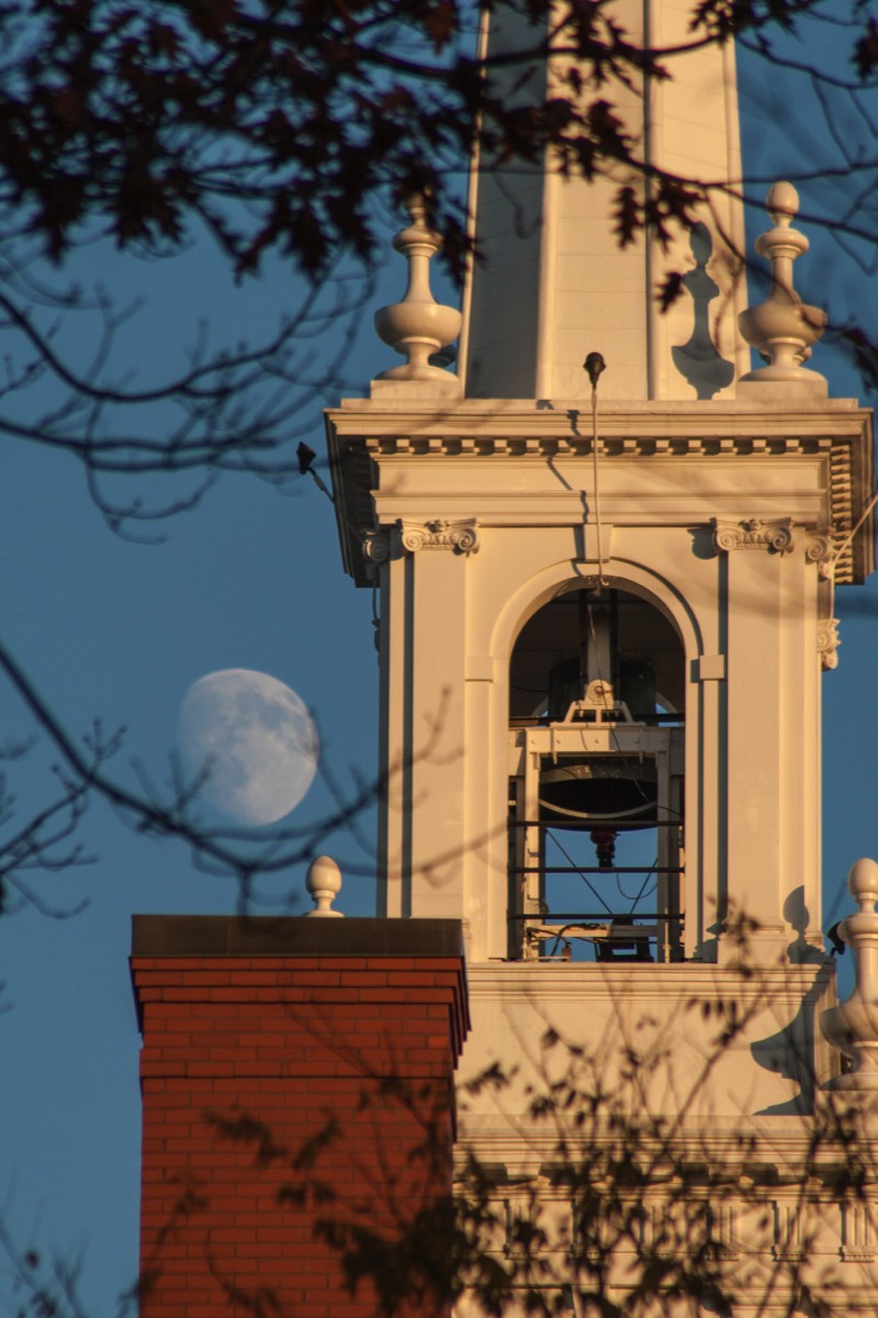Moon over Harvard campus