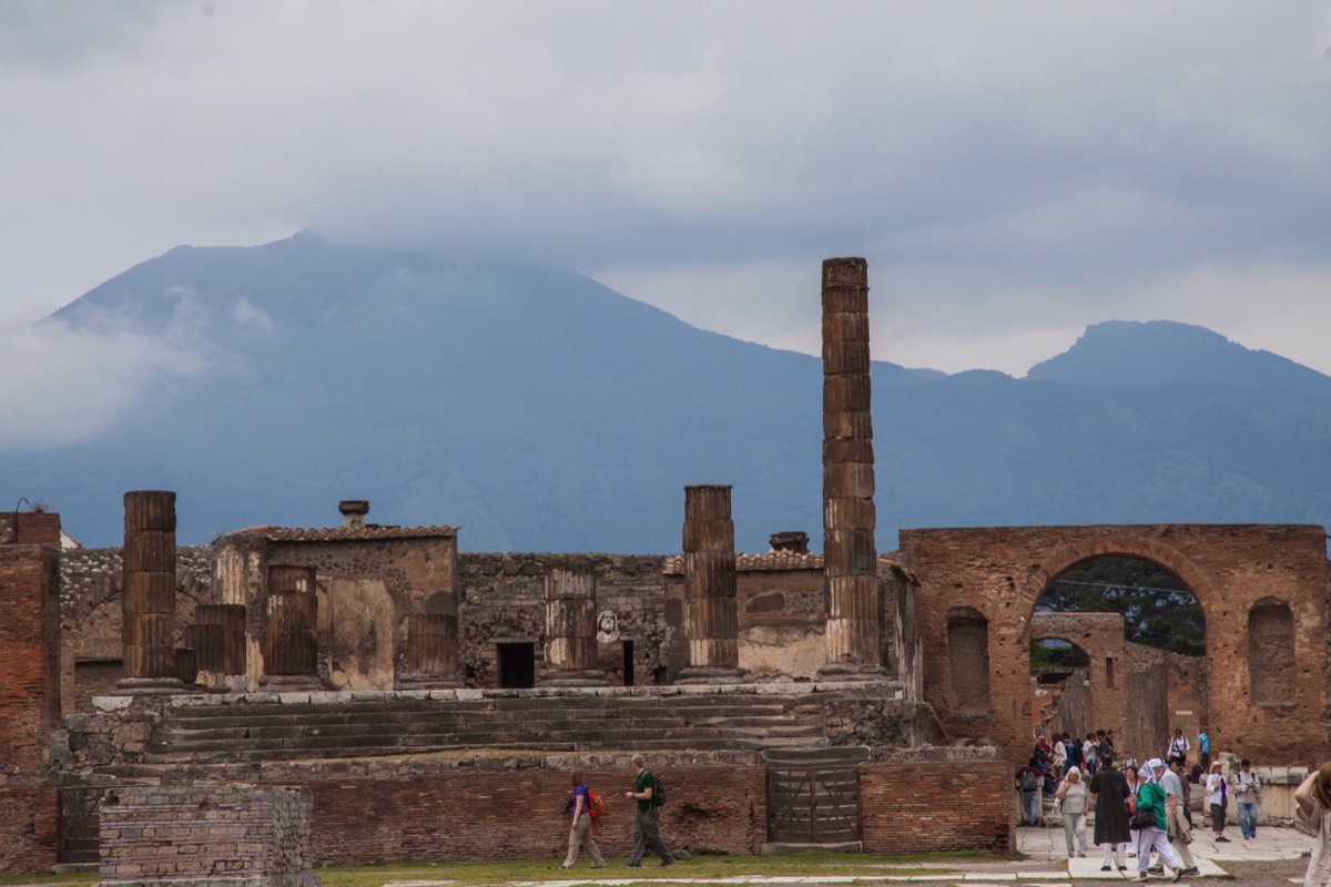 Pompeii - forum with Vesuvius in the background