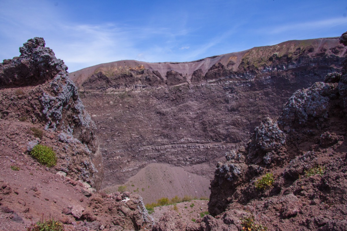 The currently not so active crater of Vesuvius