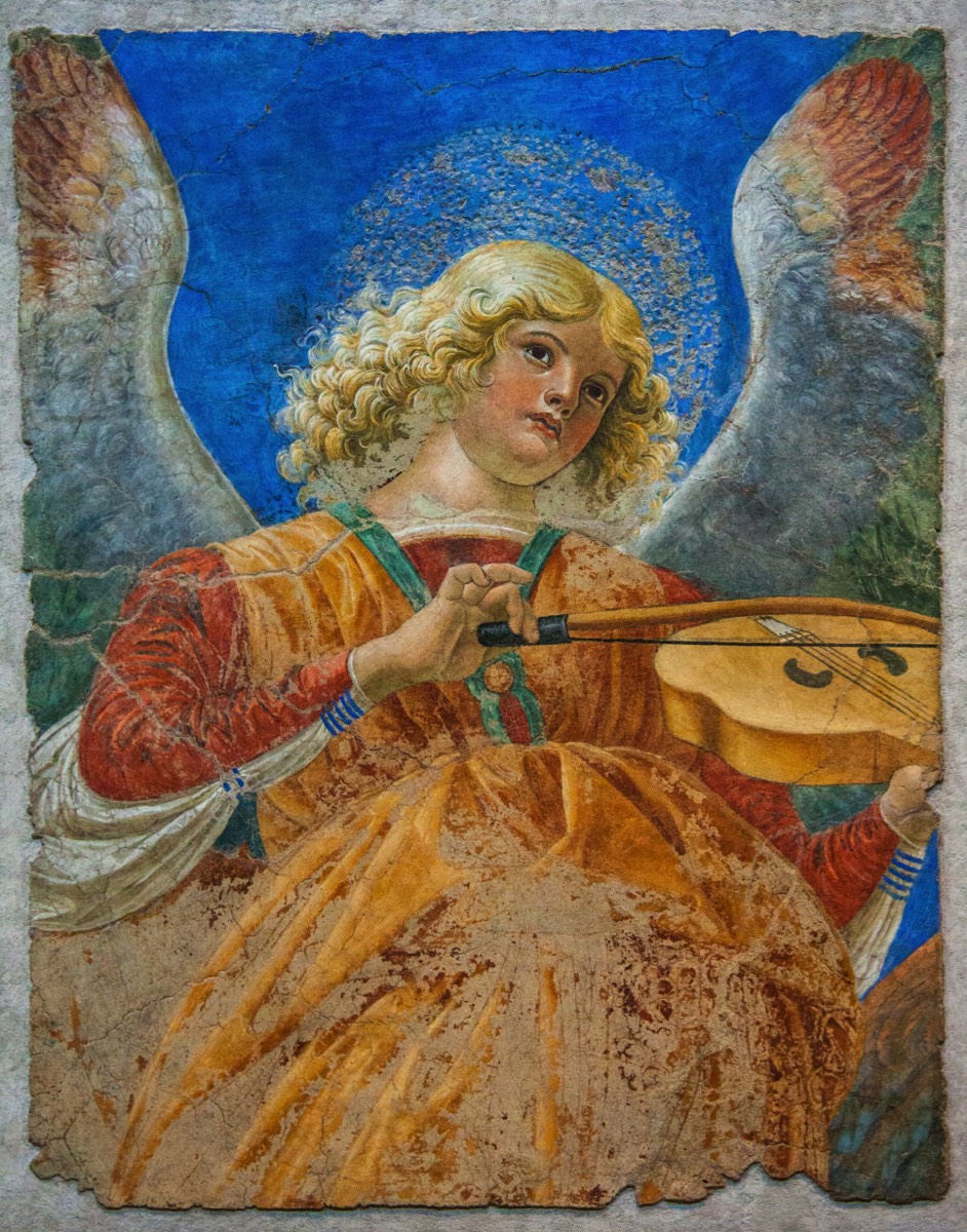 Fresco of an angel musician