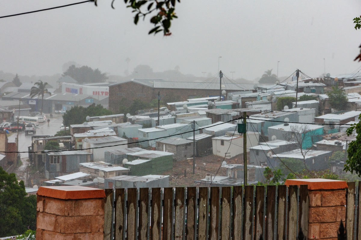 Township in the rain