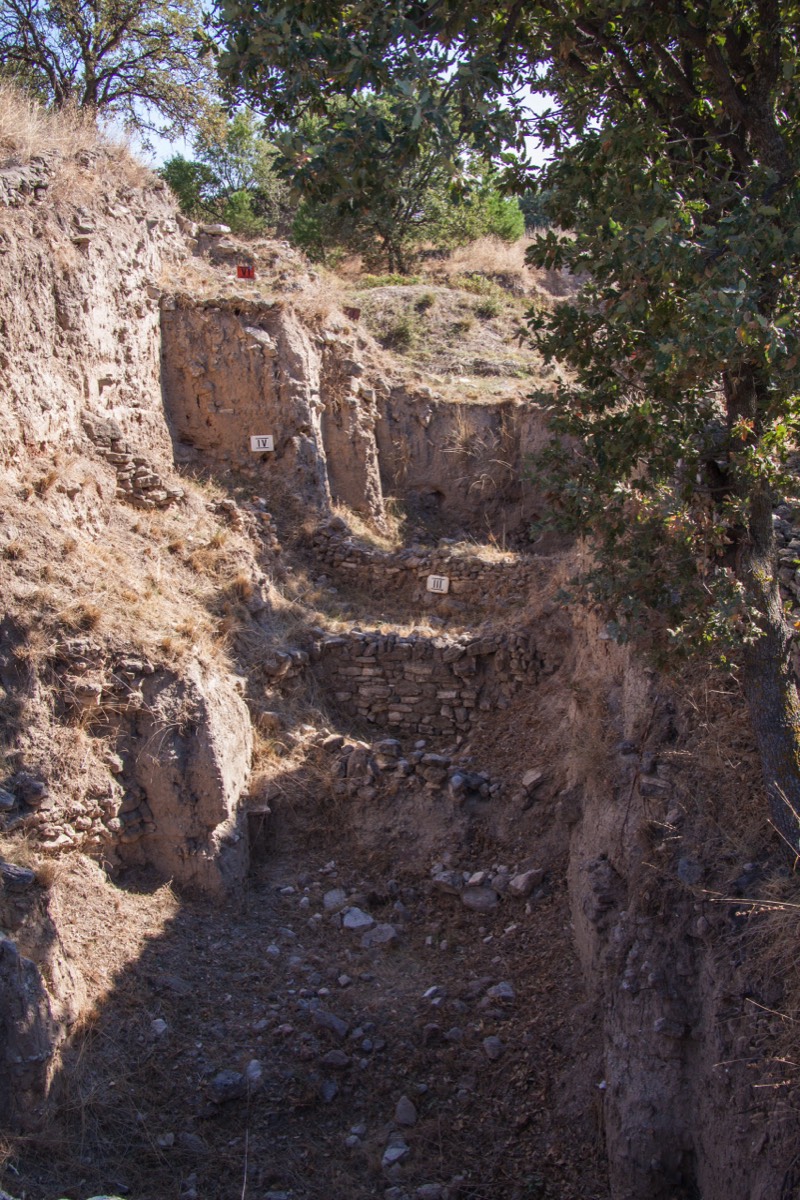 Troy - Schliemann trench; various Troias depicted