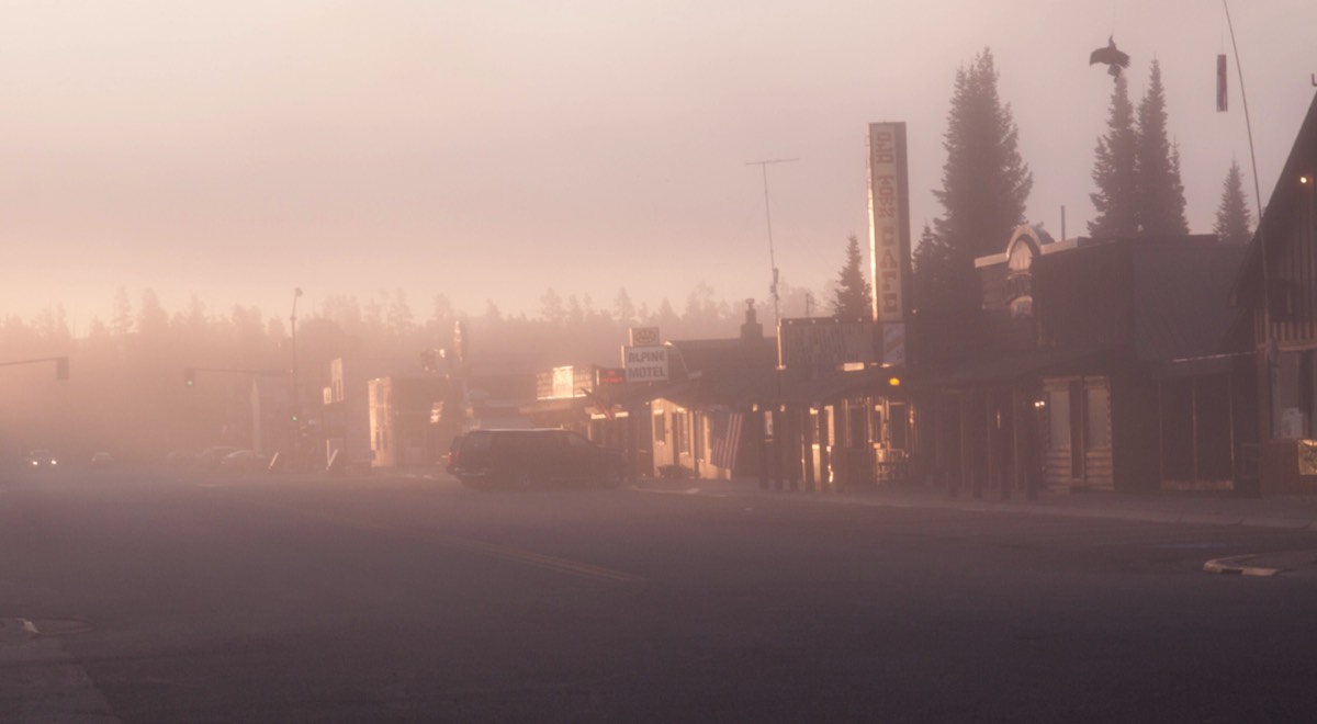 West Yellowstone on a misty morning