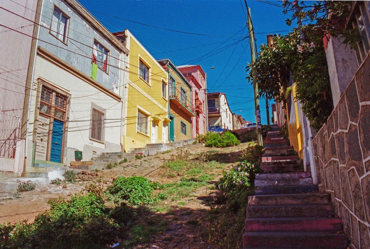 Street in Valparaiso with wires