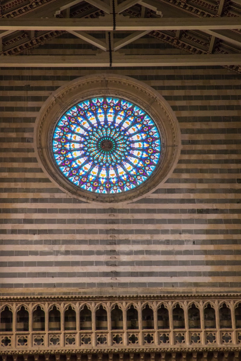 The rose window from inside the cathedral