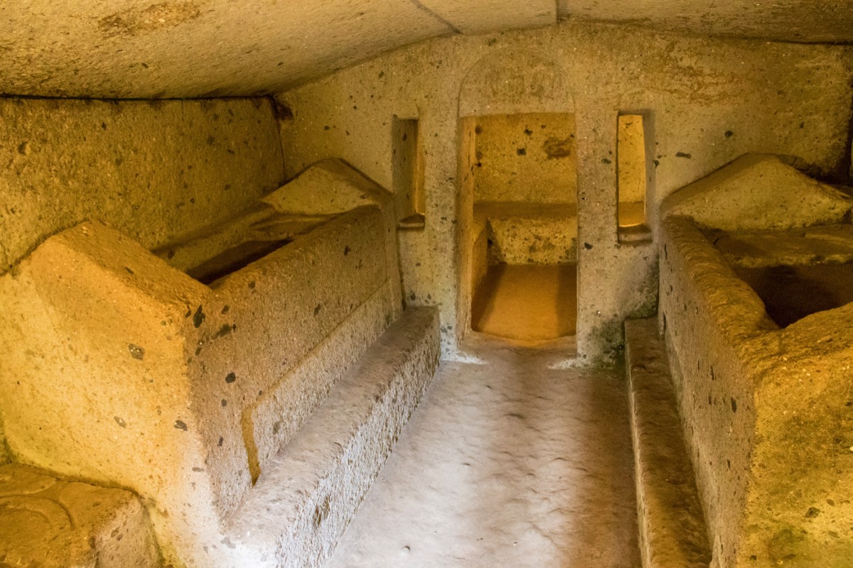Cerveteri - in an inner room of a burial mound
