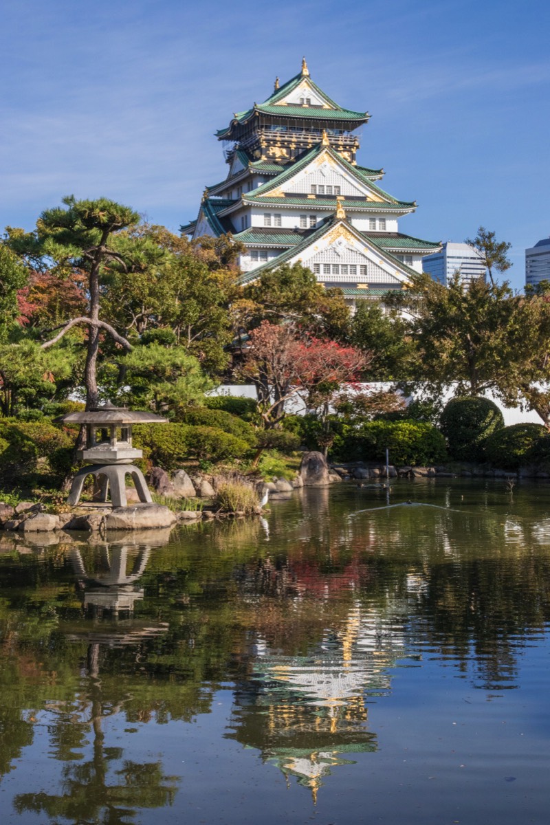 Idyllic view of Osaka castle