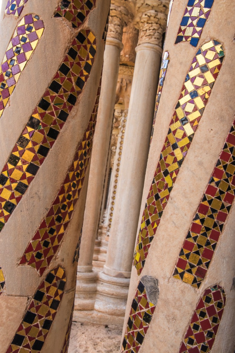 Decorated columns in the Monreale abbey
