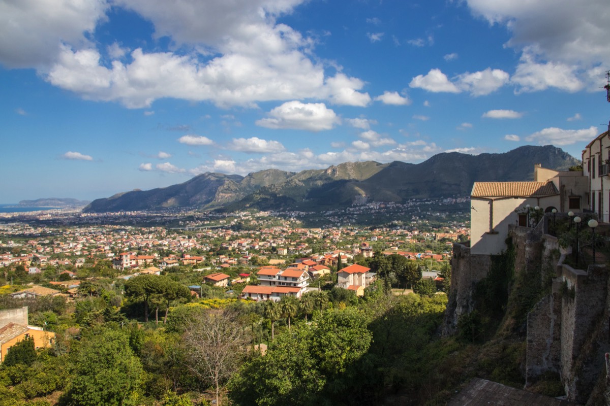 Magnificent view from Monreale out to sea and Palermo